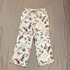 Briggs New York Linen Blend Floral Wide Leg Pants Women’s L | Resort Casual
